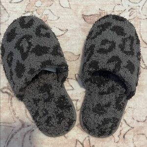 Barefoot Dreams Black Leopard Slippers